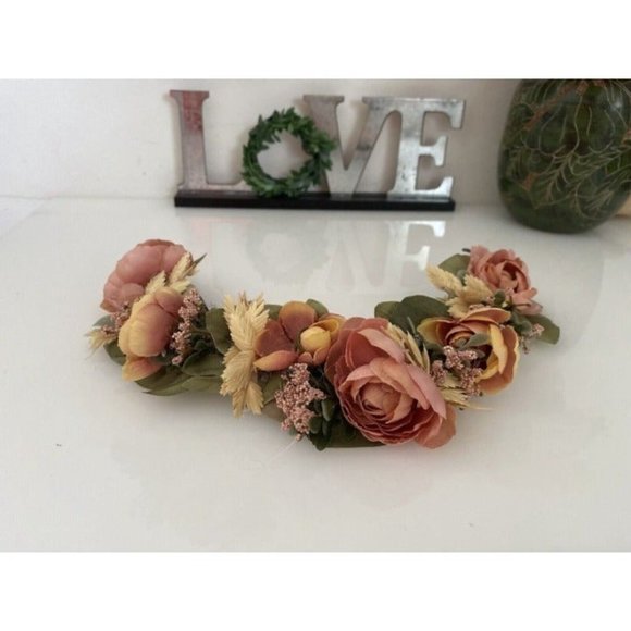 Vintage Bridal Wedding Hair Accessory Crown Earth Tones Boho Unique Handmade 70s - Picture 5 of 10